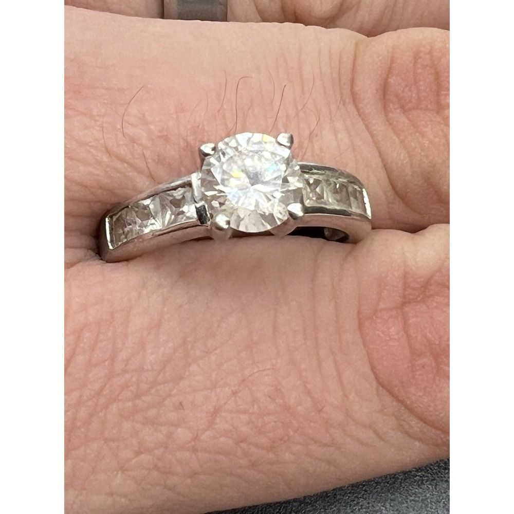 CZ Engagement Cocktail Ring Channel Set Wedding Bridal Jewelry 925 SS‎ Size 8